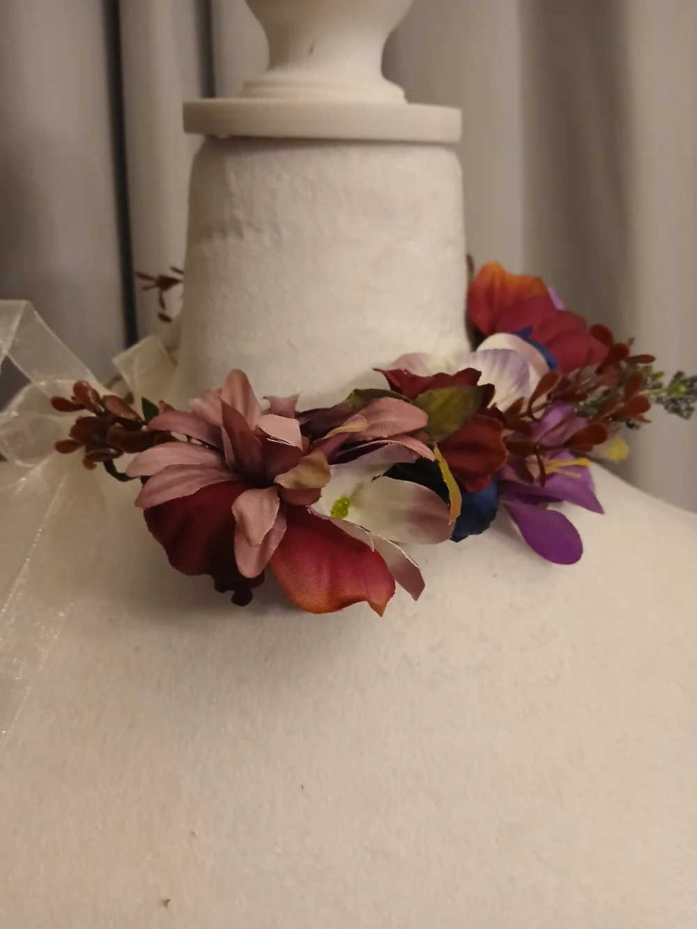 Floral Mix Ribbon Tie Choker Necklace - Multicolor Crown Bridal Festival Fairy